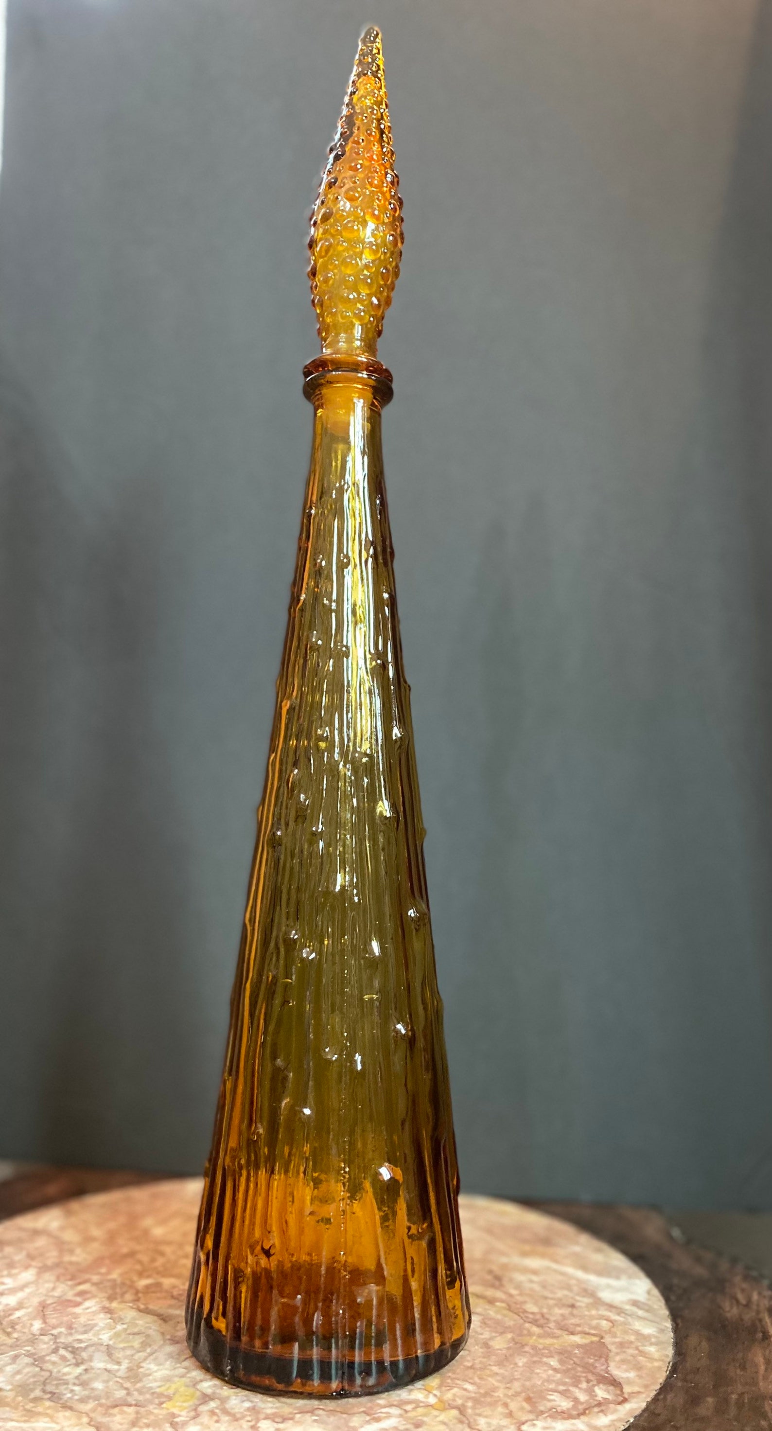 Vintage 1960 Empoli Amber Wax Drip Genie Bottle Bamboo Decanter Etsy