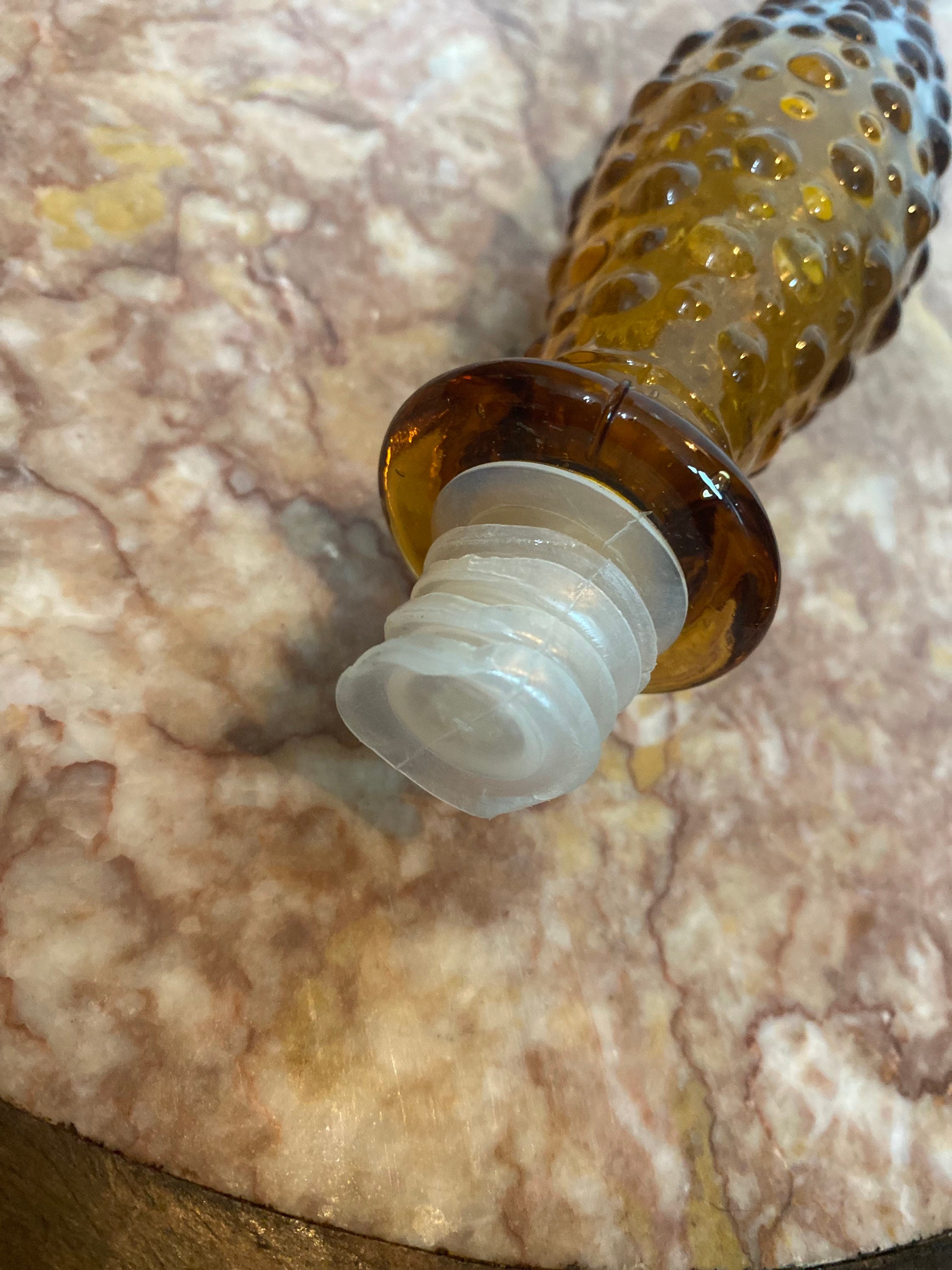 Vintage 1960 Empoli Amber Wax Drip Genie Bottle Bamboo Decanter Etsy