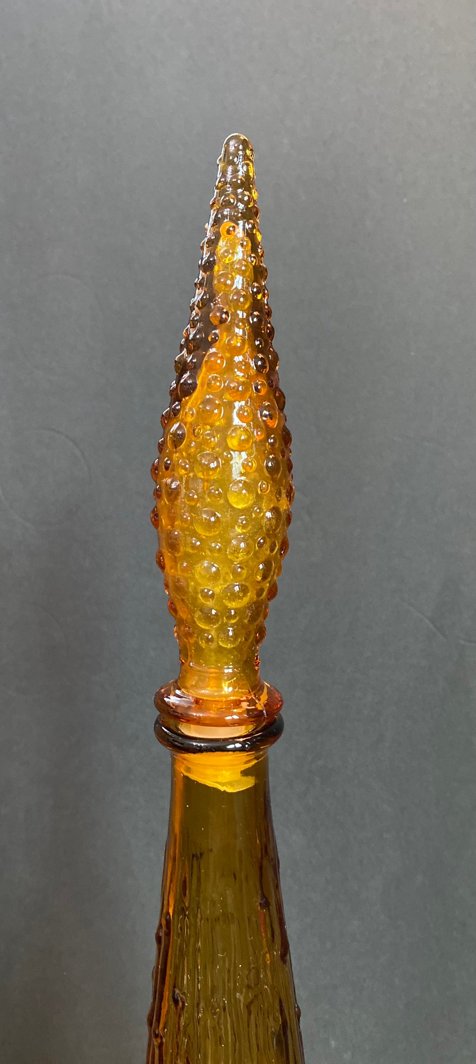 Vintage 1960 Empoli Amber Wax Drip Genie Bottle Bamboo Decanter Etsy