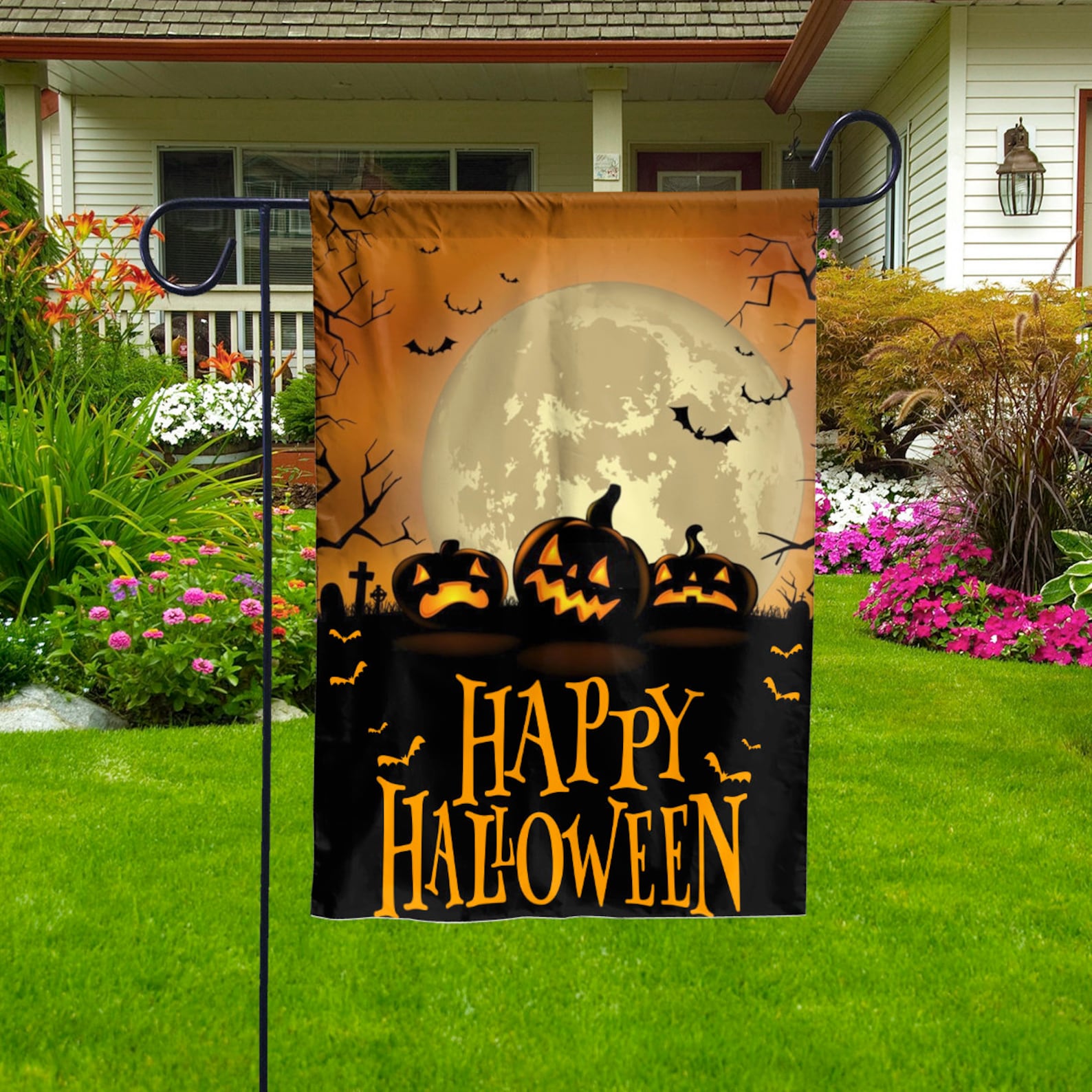 Pumpkin Flag Halloween Garden Flag Halloween Yard Decor Etsy