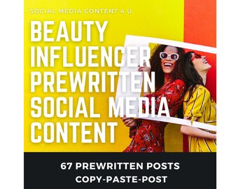 Beauty Influencer Prewritten Social Media Content, Marketing, Kit, Fashion, Posts, Copy, Beauty Planner, Beauty Captions, Calendar,
