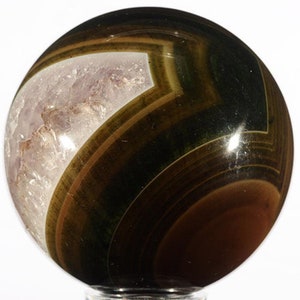 Agate ball dark brown, agate ball 65 mm, 425 g.