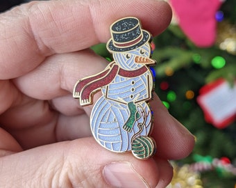 Yarn ball sock knitting snowman enamel pin knitting lapel pin knit swag