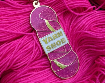 Yarn Snob sparkly pink keychain knitting fiber love crochet yarn