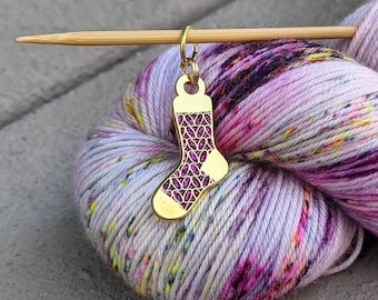 Sparkly purple sock stitch marker knitting progress keeper crochet stitch marker knit sock knitting notion