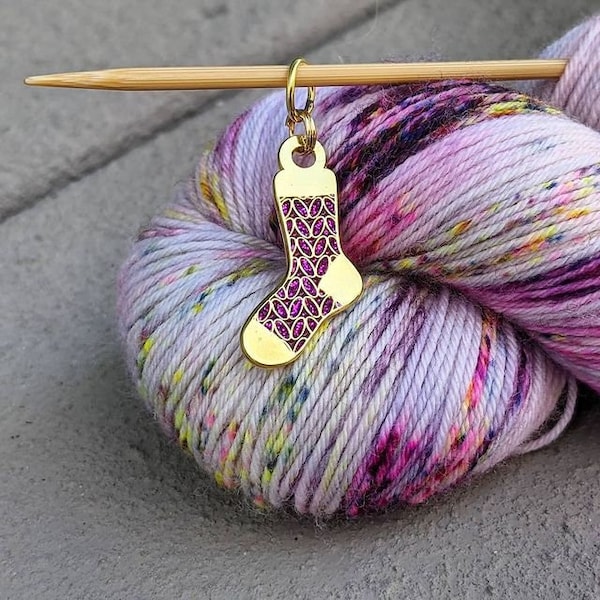 Sparkly purple sock stitch marker knitting progress keeper crochet stitch marker knit sock knitting notion