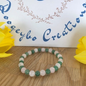 Rose Quartz and Aventurine Beaded Bracelet