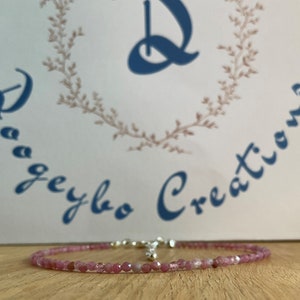 Pink Tourmaline Beaded Anklet