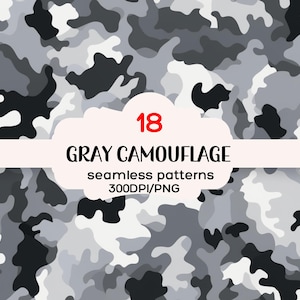 Gray Camouflage Seamless Pattern, Gray Camouflage Repeating Pattern, Gray Camouflage Seamless Background, 300DPI