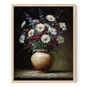 Daisies Reverie Wall Art, Flower Wall Art, Floral Wall Art, Vintage Flower Wall Art, Printed or Unframed/Framed