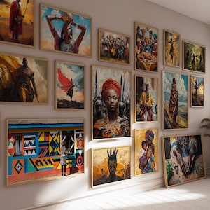Afrikanisches Wand-Kunst-Bundle, 100er-Set, Afrikanische Kultur, Wandkunst, Afrikanisches Wanddekor, Afrikanische Kunst, schwarze Kultur, schwarze Kulturkunst, schwarze Kunst