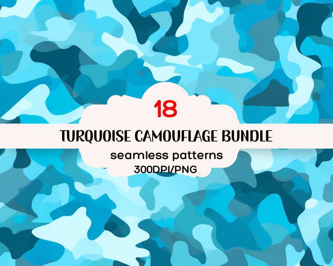 Turquoise Camouflage Seamless Pattern, Turquoise Camouflage Repeating ...