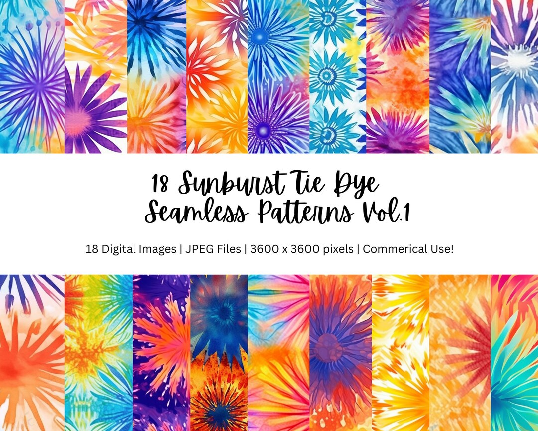 Sunburst Tie Dye Seamless Pattern, Luxurious Sunburst Tie Dye Repeating ...