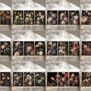 Conjunto de conjunto de arte de parede de flores boho vintage, 12 conjuntos de 3, conjunto de parede floral vintage boho para impressão, arte de parede de flores vintage rústica, 300dpi
