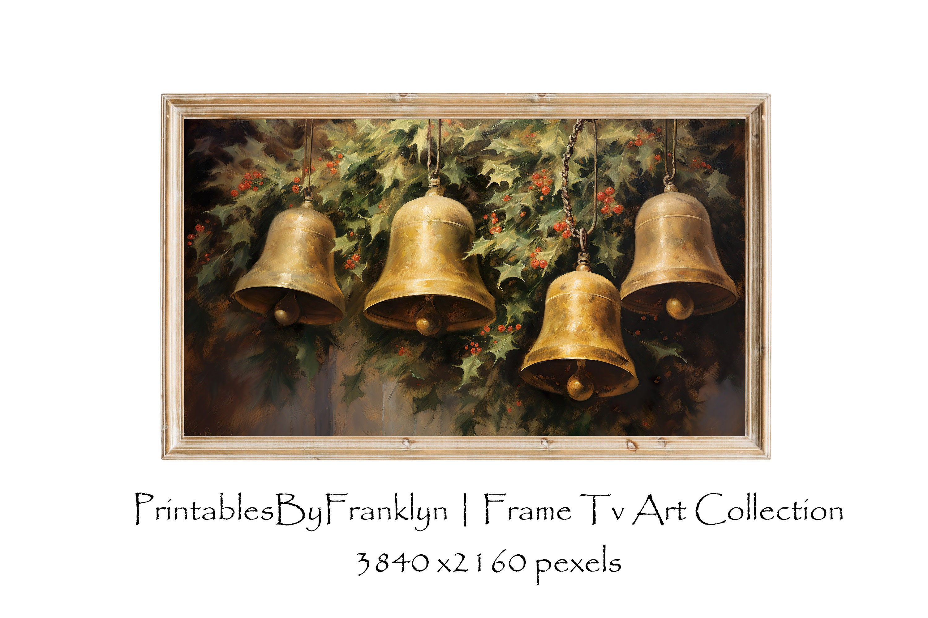 Jingle Bells Nostalgia Frame Tv Art Set of 4, Christmas Frame Tv Art ...
