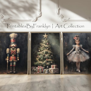 Christmas Nutcracker Prints, Christmas Wall Art Set of 3, Holiday Printable Art, Christmas Decorations, Seasonal Wall Art, Christmas Prints