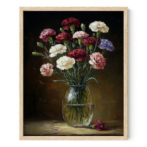 Carnation Reverie Wall Art, Flower Wall Art, Floral Wall Art, Vintage Flower Wall Art, Printed or Unframed/Framed