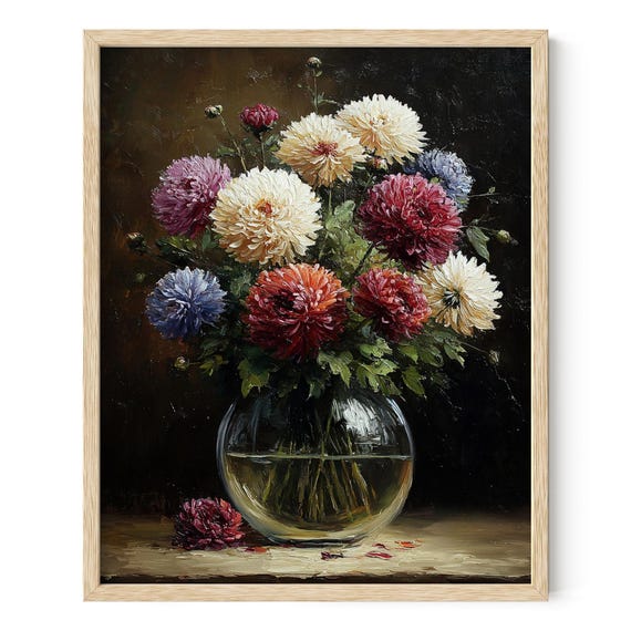 InSimSea Gerahmte Leinwand-Wandkunst - Vintage Rosen-Gemälde, Botanischer Druck Für Wohnzimmer