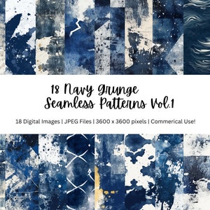 18 Navy Grunge Seamless Pattern, Navy Grunge Repeating Pattern, Navy Backgrounds, Navy Seamless Background, 300DPI