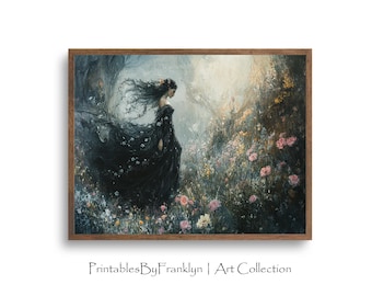 Persephone in a Dual Underworld and Spring Scene Wall Art, Greek Mythology Wall Art, Greek Gods Wall Art, Queen of the Underworld