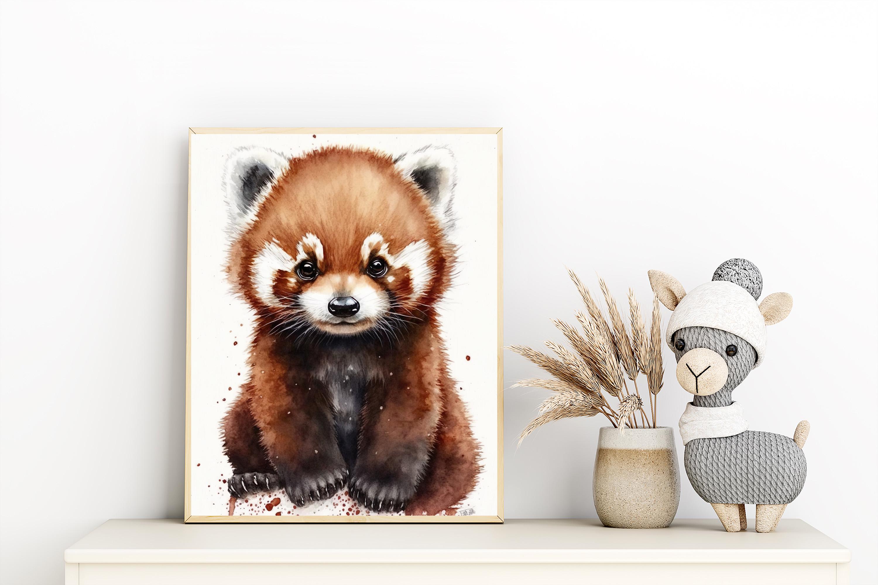Watercolor Baby Red Panda, Nursery Wall Art Décor, Baby Red Panda Wall ...