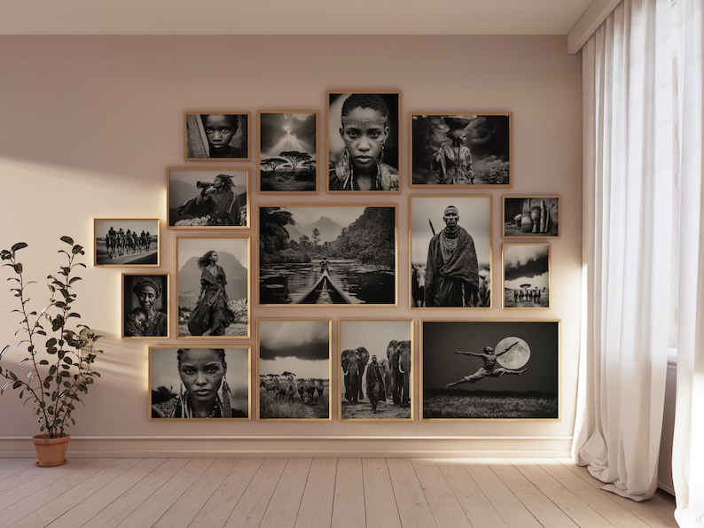 The Soul of Africa Wall Art, Set of 100, African Wall Art, African Wall Decor, African Wall Print, Black and White Prints, Digital Download