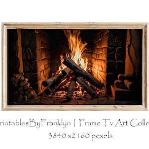 Samsung Frame TV Art Gezellige open haard Flame Art #4, Ontspannende Frame TV Art, Comfort TV Art, Digitale Kunst voor Samsung Frame TV
