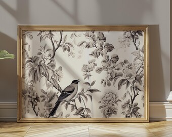 Vintage Bird Tapestry Wall Art, Bird Wall Art, Monochrome Wall Art, Vintage Wall Art, Antique Wall Art, Antique Decor, Digital Download