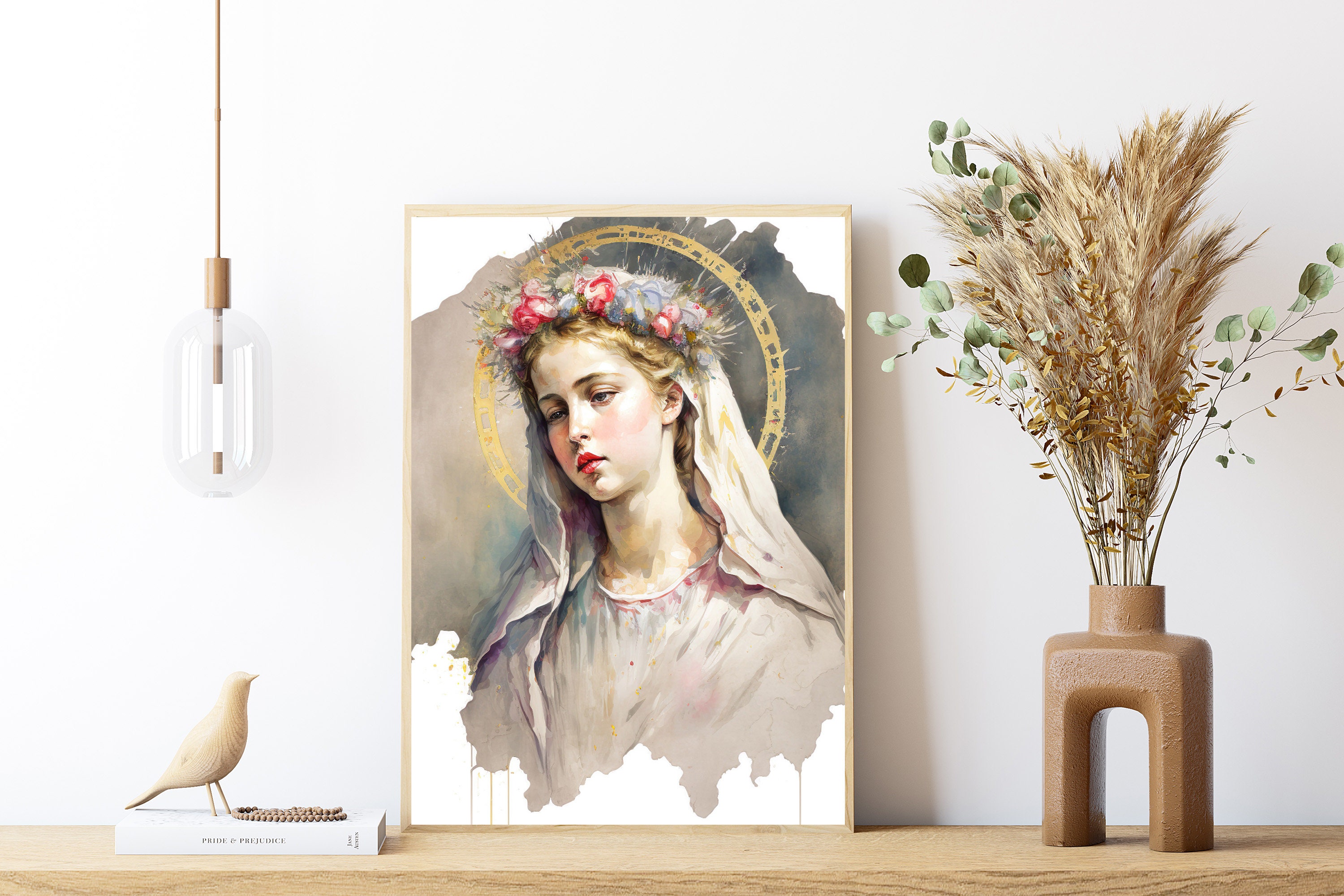 Purple Mother Mary Handmade Clay Art main image 0