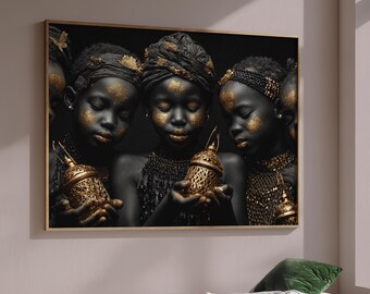 Arte murale "Angels Among Us", arte murale africana, arte nera, decorazioni murali africane, stampa murale africana, cultura africana, download digitale