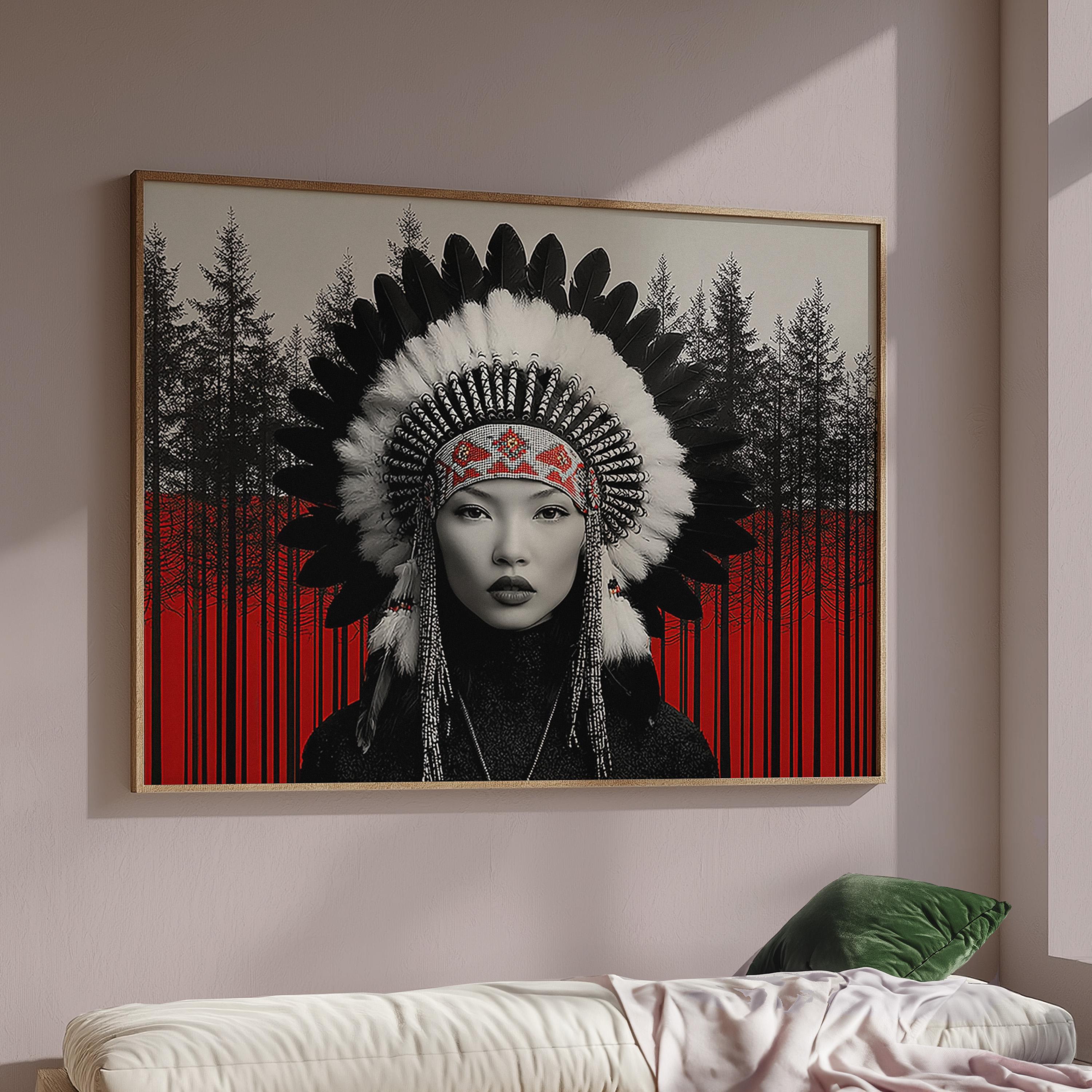 Poster su tela con mappa delle tribù dei nativi americani del Nord America, storia americana, decorazione artistica da parete per soggiorno e camera da letto, senza cornice, 40 x 60 cm