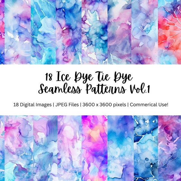 18 Ice Dye Tie Dye Seamless Pattern, Luxurious Ice Dye Tie Dye Repeating Pattern, Tie Dye Backgrounds, Tie Dye Seamless Background, 300DPI