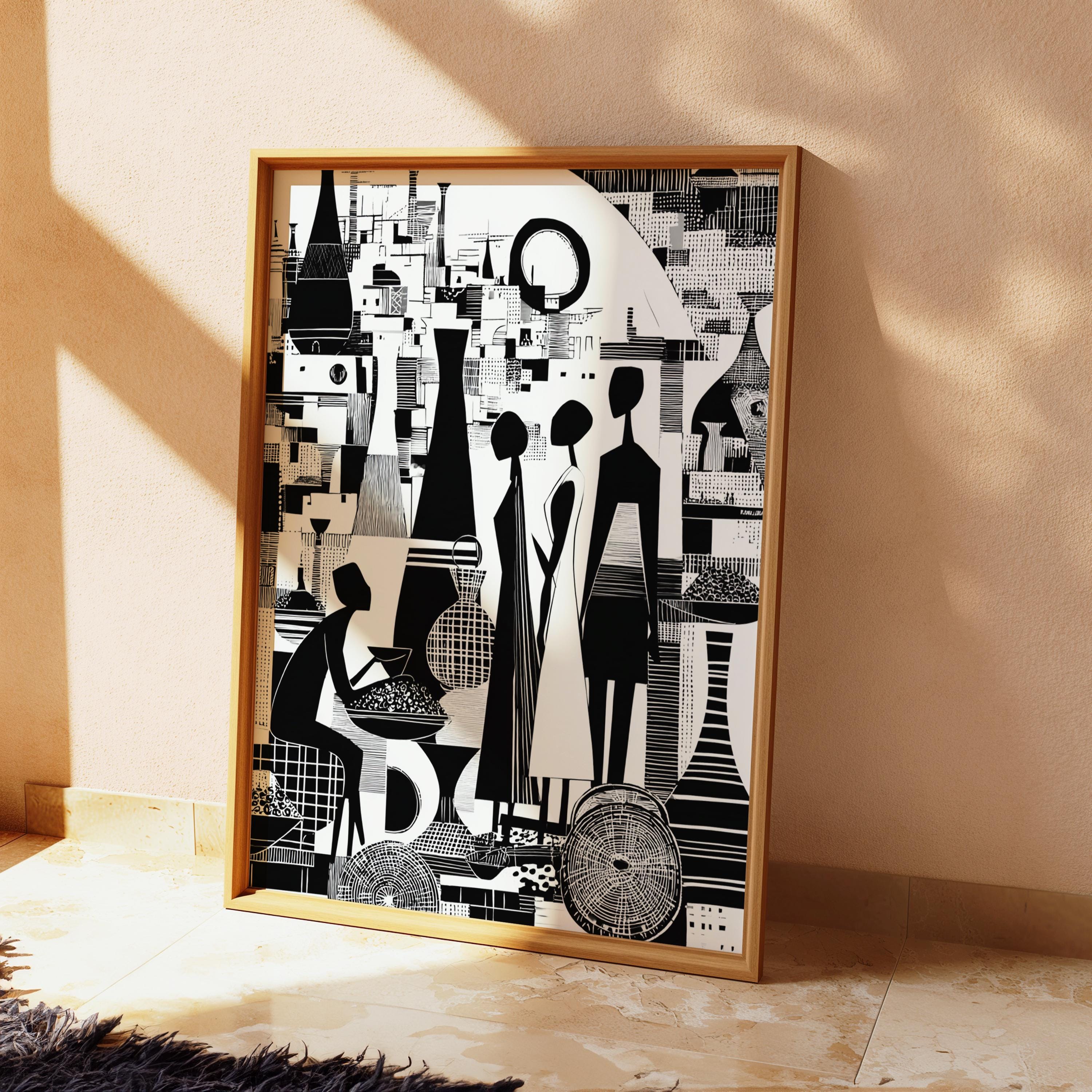 Black and White Abstract African Wall Art, Set of 100, African Wall Art ...