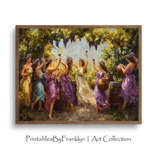 Dionysus in a Lively Vineyard Wall Art, Greek Mythology Wall Art, Living Room Wall Art, Greek Gods Wall Art, God of Wine