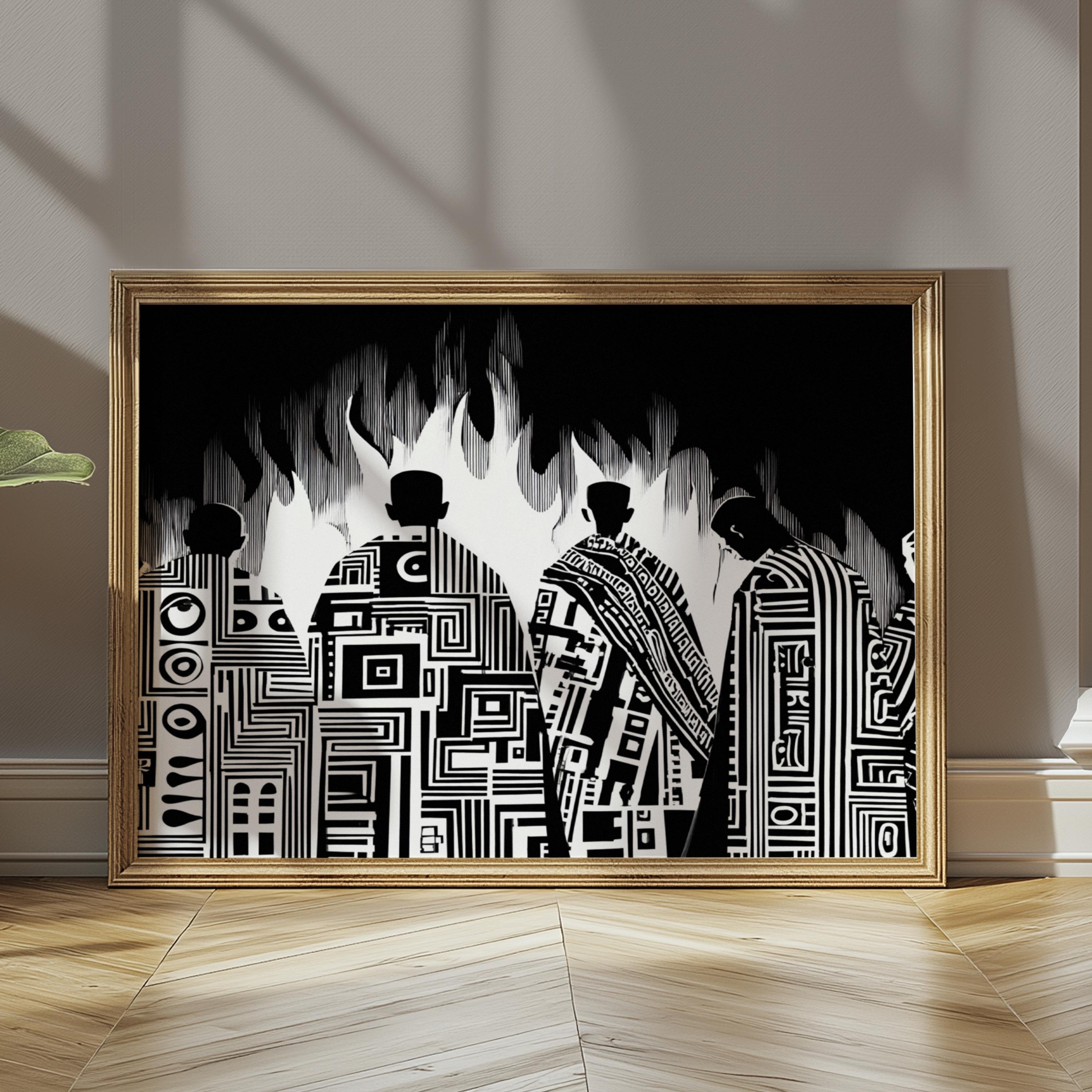 Black and White Abstract African Wall Art, Set of 100, African Wall Art ...