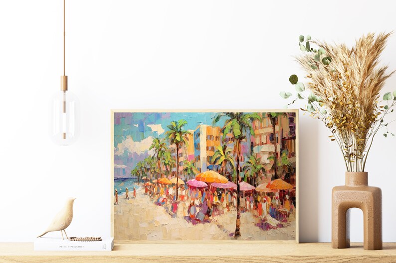Miami Beach in the 90's Wall Art, Miami Beach Wall Art, Miami Landscape Wall Art, Beach Wall Art, Tropical Wall Art, Digital Download