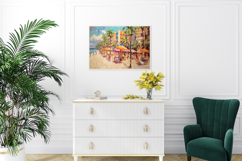 Miami Beach in the 90's Wall Art, Miami Beach Wall Art, Miami Landscape Wall Art, Beach Wall Art, Tropical Wall Art, Digital Download