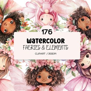 Fairy Watercolor Clipart Bundle, Set of 176, Fairy Clipart, Fantasy Clipart, Watercolor Clipart, Fairy Art ,Clipart Bundle, Fairy Tale