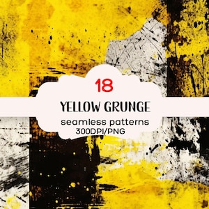 Yellow Grunge Seamless Pattern, Yellow Grunge Repeating Pattern, Yellow Backgrounds, Yellow Seamless Background, 300DPI