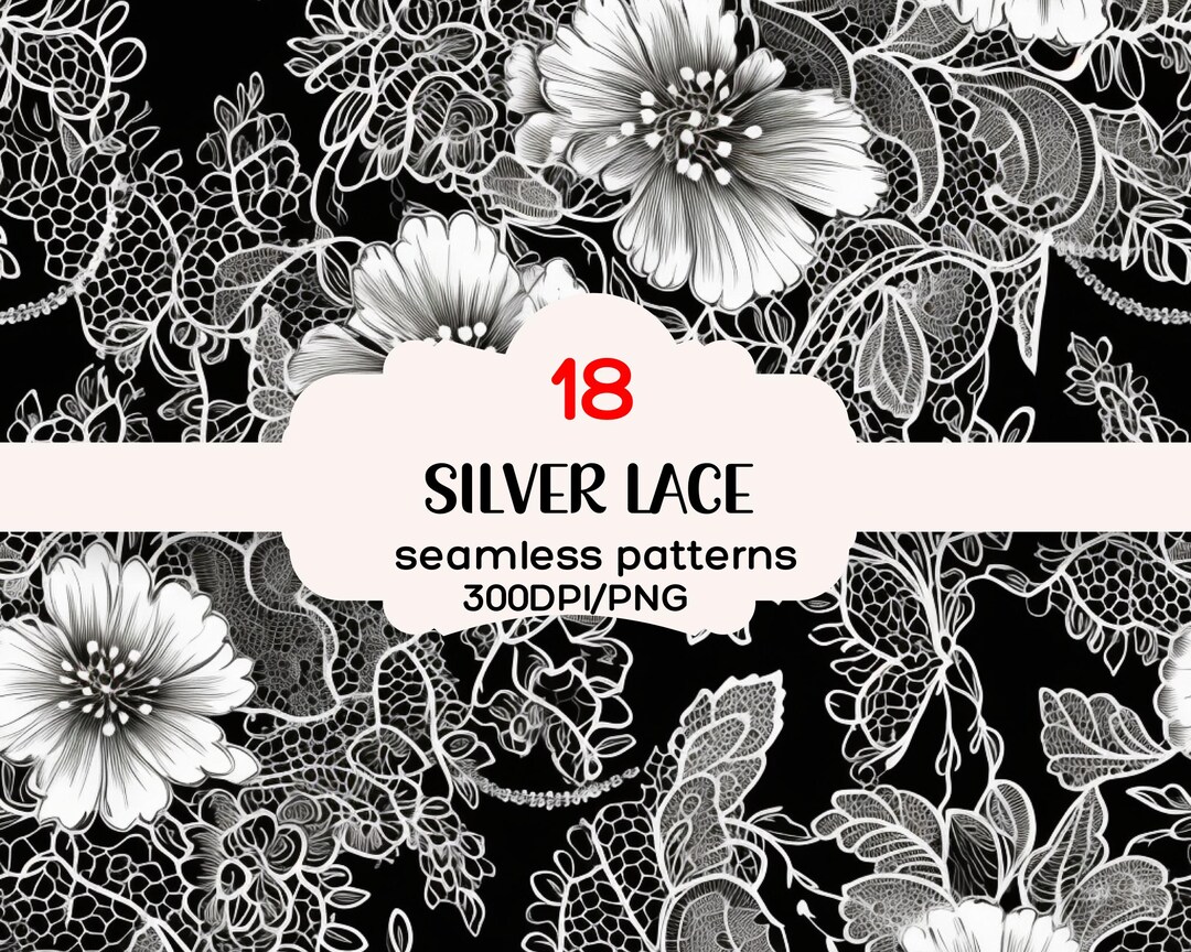 Silver Lace Seamless Background Patterns, 18 Silver Rustic Seamless ...