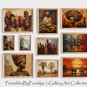 Galleria di arte murale della cultura afroamericana, set di 10, arte di donne nere, arte murale nera, arte murale africana, arte murale per il soggiorno, storia nera