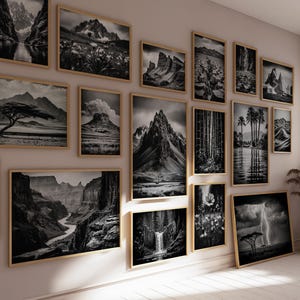 Black and White Landscapes Wall Art, Set of 100, Landscapes Wall Art, Landscapes Wall Decor, Black and White Wall Art, Digital Download