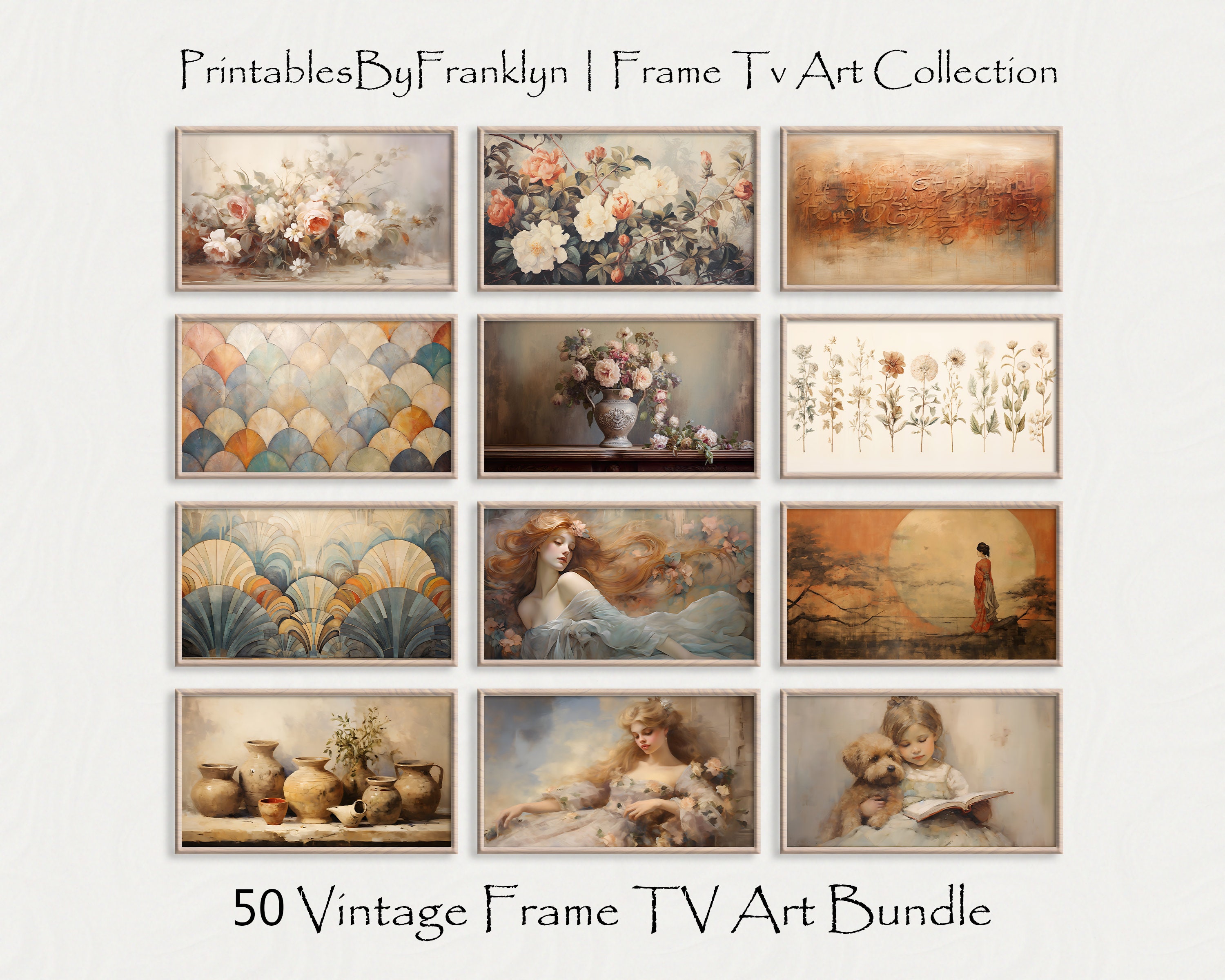Vintage Samsung Frame TV Art, Set of 50 Frame TV Art, Rustic Frame Tv Art, Tv Digital Art for Samsung Frame Tv, Antique Frame Tv Art