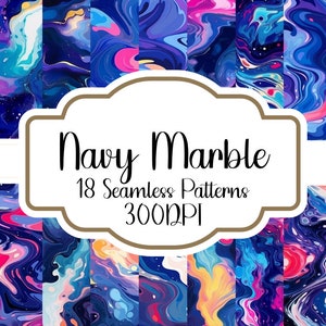 Navy Marble Seamless Pattern, Navy Marble Seamless Backgrounds, Marble Seamless Backgrounds, Marble Textures, Instant Download, 300DPI