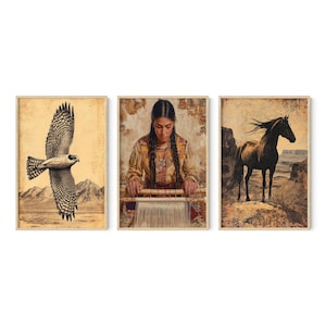 Spirit of the Southwest: Native, Eagle & Horse Wall Art, Indian Wall Art, Southwestern Wall Art, Printed or Unframed/Framed