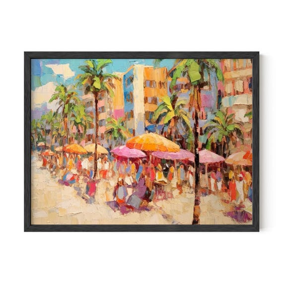 Miami Beach in the 90's Wall Art, Miami Beach Wall Art, Miami Landscape Wall Art, Beach Wall Art, Tropical Wall Art, Digital Download