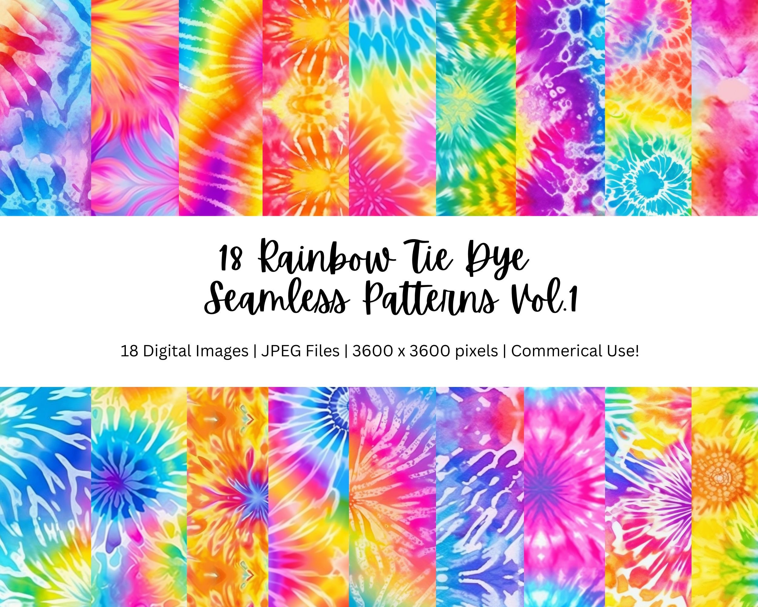 18 Rainbow Tie Dye Seamless Pattern Luxurious Rainbow Tie Dye Etsy
