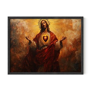 Divine Radiance - The Sacred Heart of Jesus Wall Art,Luminescence, Christian Wall Art, Catholic Decor, Digital Download