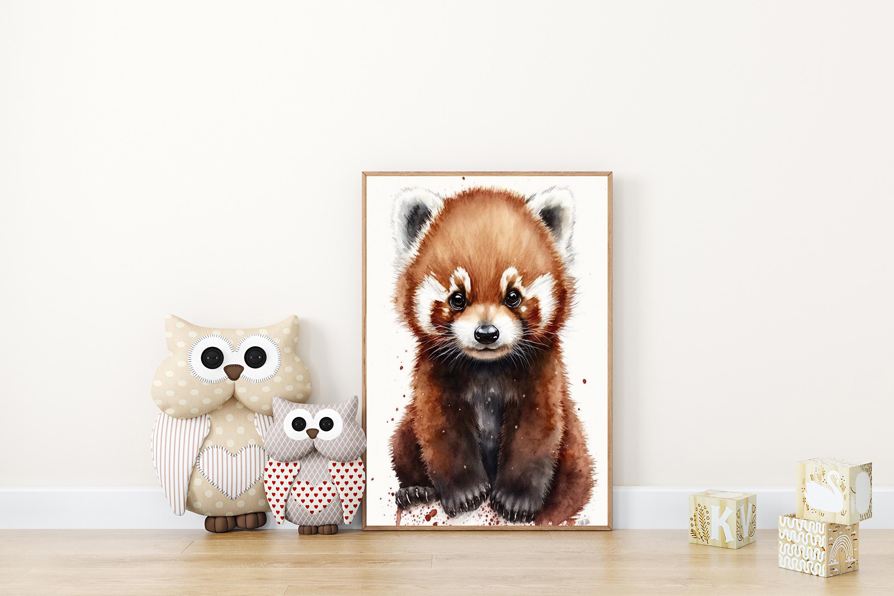 Watercolor Baby Red Panda, Nursery Wall Art Décor, Baby Red Panda Wall ...