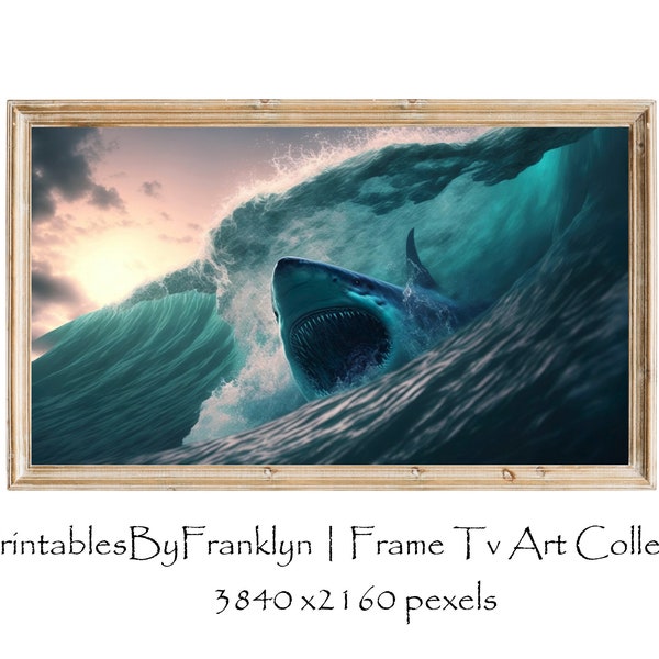 Samsung Frame TV Art Giant Shark in the Deep Blue Sea #4,  Shark Frame Tv Art, Fish Frame Tv Art,  Digital Art for Samsung Frame Tv